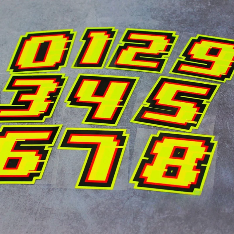Motorcycle Gear Yellow - 0123456789 numeri gialli adesivi per moto