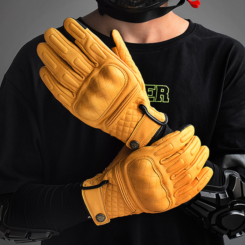 Guanti da Moto Retrò in Pelle  - Motorcycle Gear Yellow recensione e prezzo