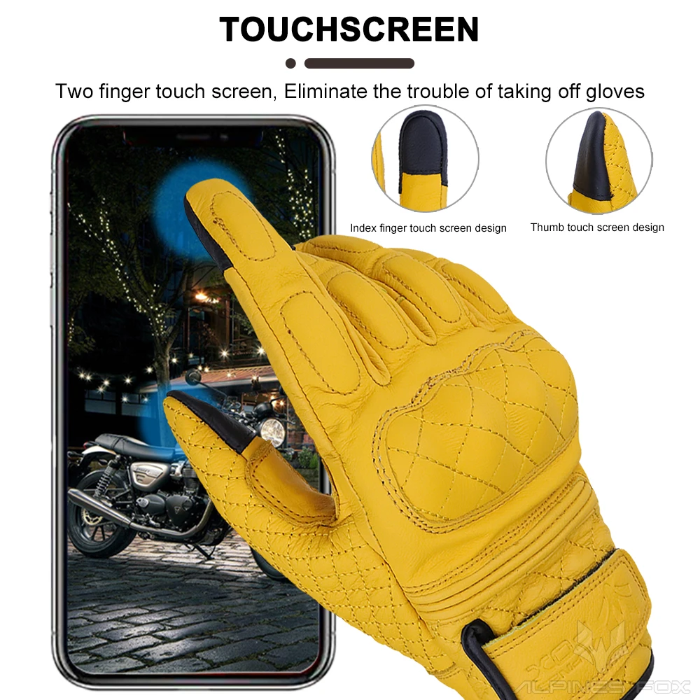 Guanti da moto retrò Vera pell - Motorcycle Gear Yellow recensione e prezzo