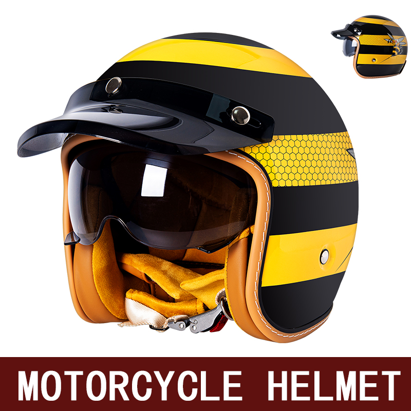 Nuovo Casco Moto Retrò per Uom - Motorcycle Gear Yellow recensione e prezzo